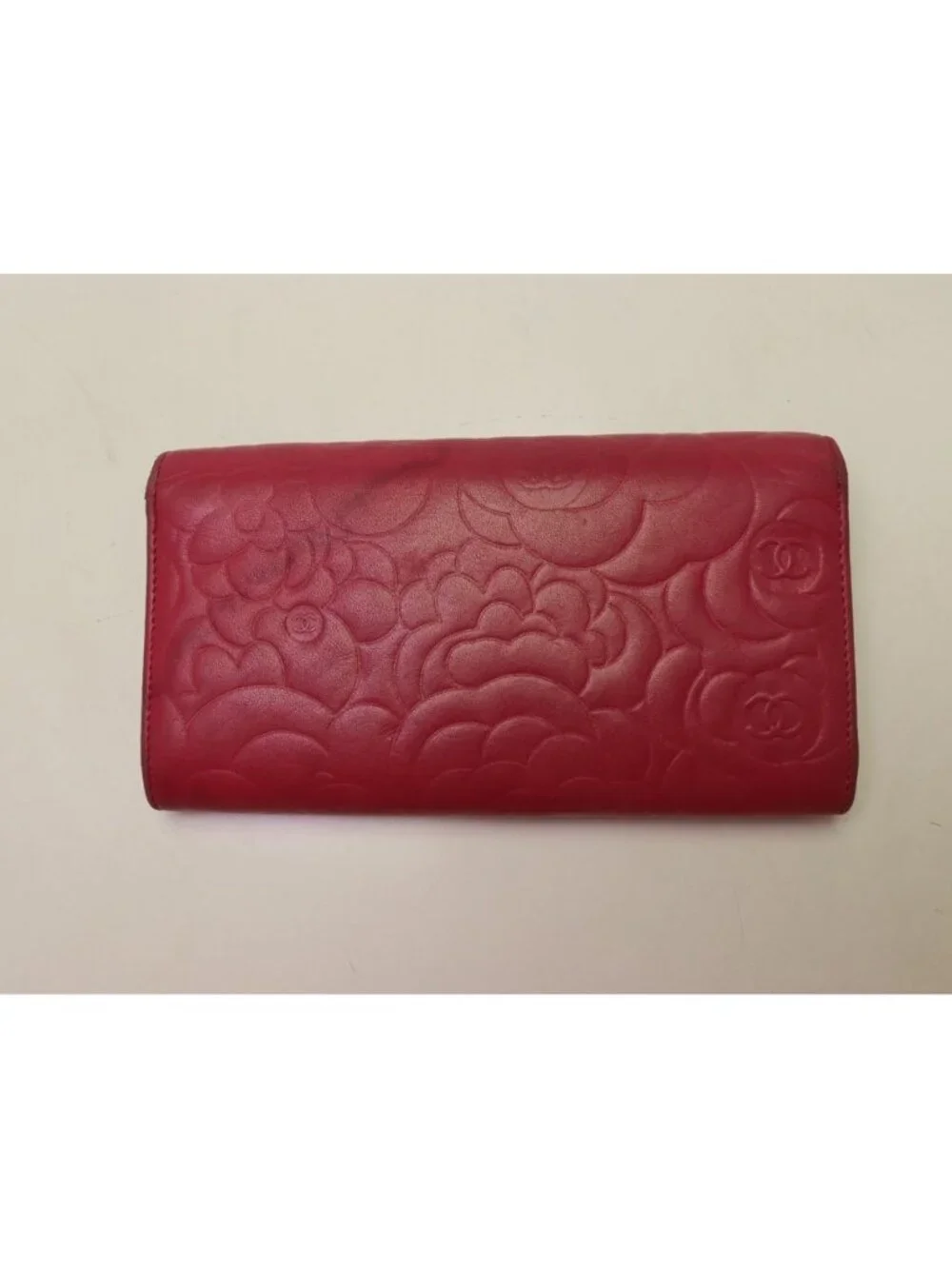 Chanel Camellia Lambskin Red Wallet
